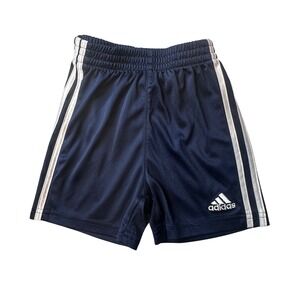 Adidas Shorts Unisex 24M Navy Blue AG0475 Regular Fit 3-Stripe Athletic‎ Active